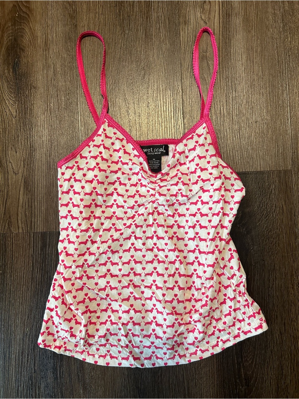 Vintage Wet Seal Dachshund Pink Cami Tank